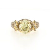 5.08Cts Fancy Yellow Oval Cut Diamond Engagement Ring